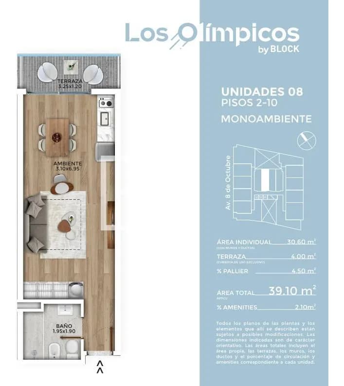 Los Olímpicos (1008) - Alquiler Monoambiente En La Blanqueada | Piso Alto | ¡a Estrenar! — foto 4