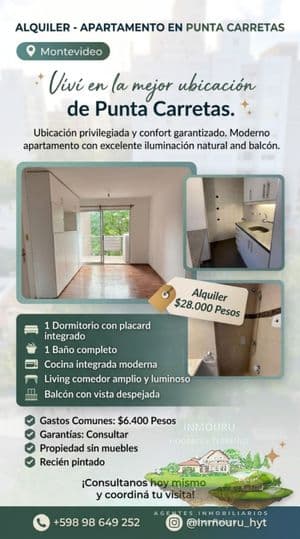 Monoambiente en alquiler en punta carretas — foto 2