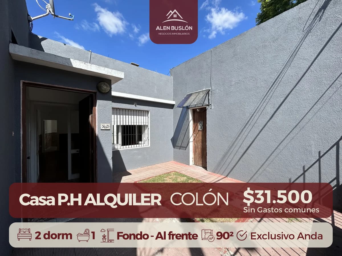 Casa Alquiler 2 Dormitorios En Colón Con Fondo Y Estufa Leña, Sin Gastos Comunes. Ideal !