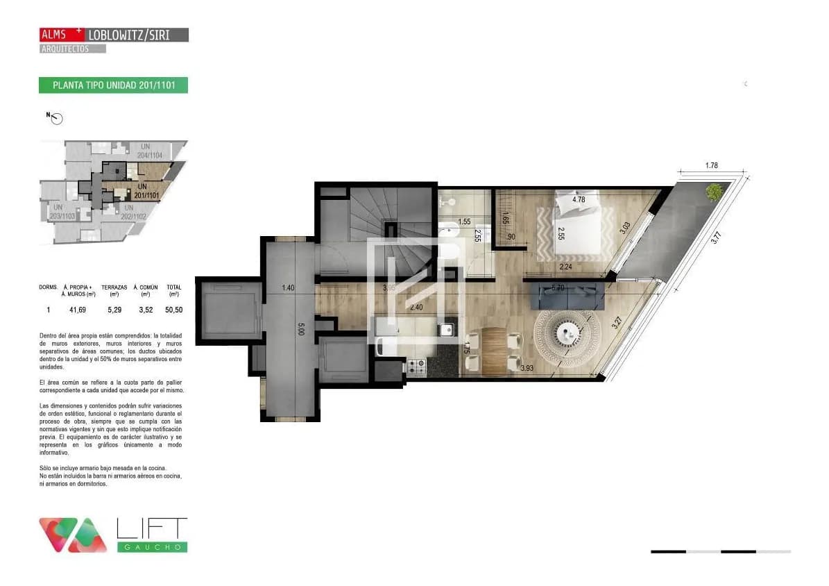 Lift Gaucho (701) - Alquiler Apartamento 1 Dormitorio En Cordón | Piso Alto — foto 3