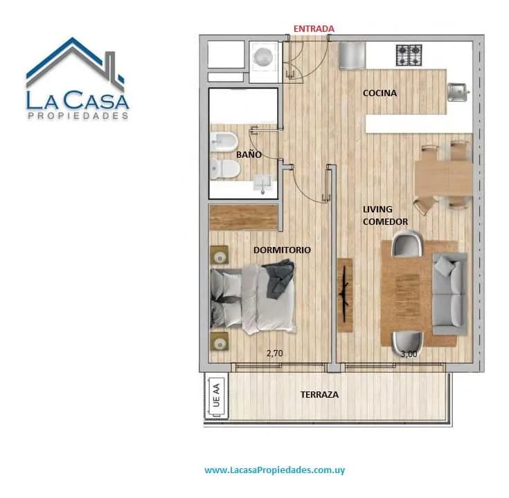Alquiler De Apartamento De 1 Dormitorio Con Terraza Y Garage En Pocitos — foto 1