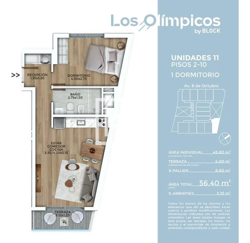 Los Olímpicos (211) - Alquiler Apartamento 1 Dormitorio En La Blanqueada - ¡a Estrenar! — foto 3