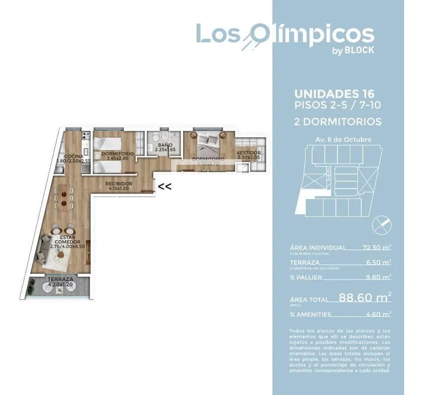 Los Olímpicos (1016) - Alquiler Apartamento 2 Dormitorios En La Blanqueada | Piso Alto | ¡a Estrenar! — foto 4